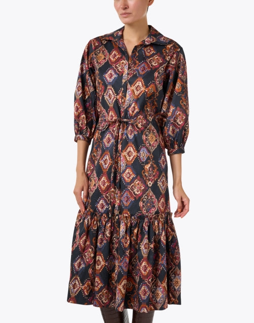 Stylish Hutton Cotton Shirt Dress with Multiple Vibrant Prints