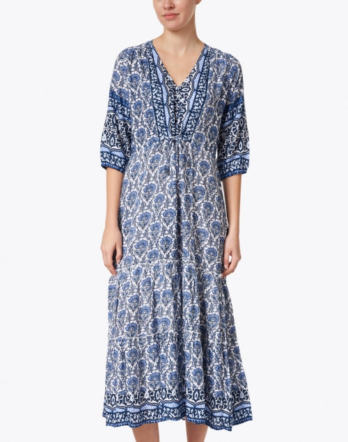 Stylish Navy-Printed Carrie Midi Dress by Walker & Wade