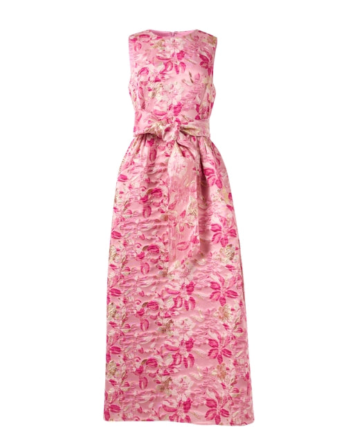 Shoshanna's Exquisite Serra Pink Floral Jacquard Maxi Dress for Special Occasions