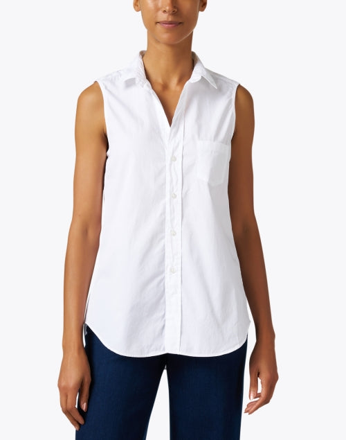 Fiona Ladies' Sleeveless White Cotton Shirt for Warm Days
