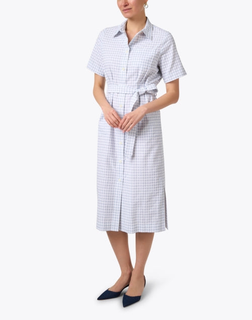 Stunning White Printed Cotton Shirt-Style Dress by Ines de la Fressange