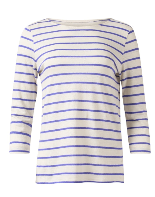 Majestic Filatures Klein Purple Striped Breathable Linen Blend Shirt with Stretch