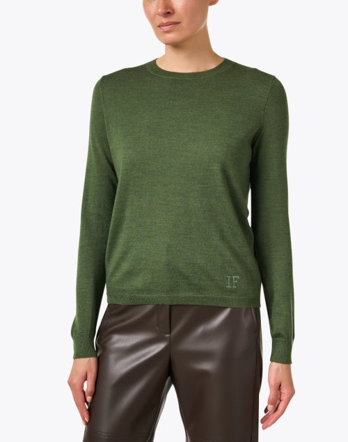 Stylish Angela Khaki Green 100% Merino Wool Women's Sweater for Various Occasions