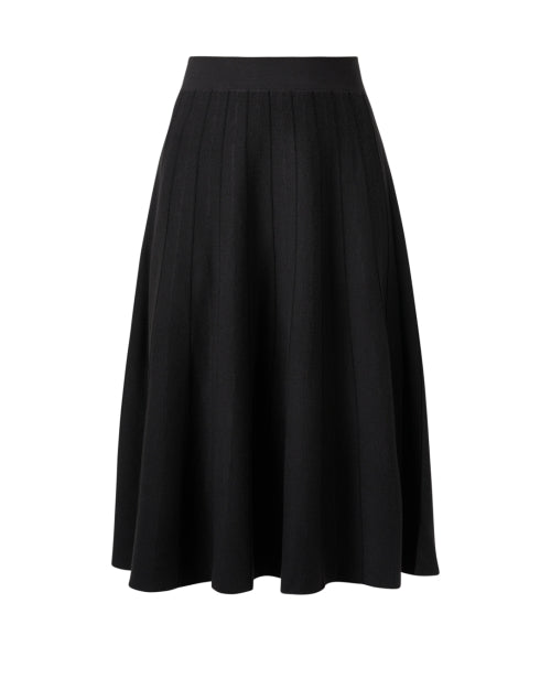 Stylish Charcoal Grey Elastic-Waist Ribbed Midi A-Line Skirt