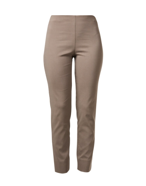 Stretchable Taupe Pull - On Mid - Rise Equestrian Pants for Modern Women