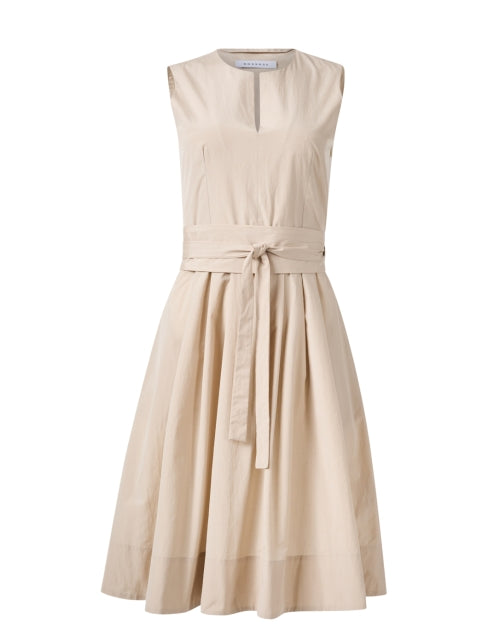 Stylish Beige Cotton A-Line Women's Dress