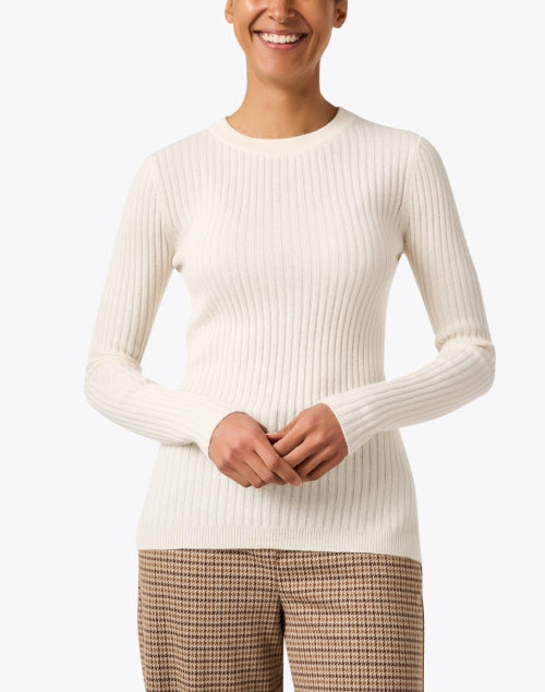 Luxurious Bibi White Cashmere Knit Sweater for Fashionable Wear