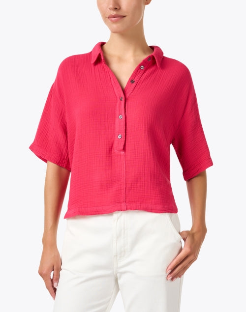 Ansel Red Cotton Collared Casual Shirt for Warm Weather