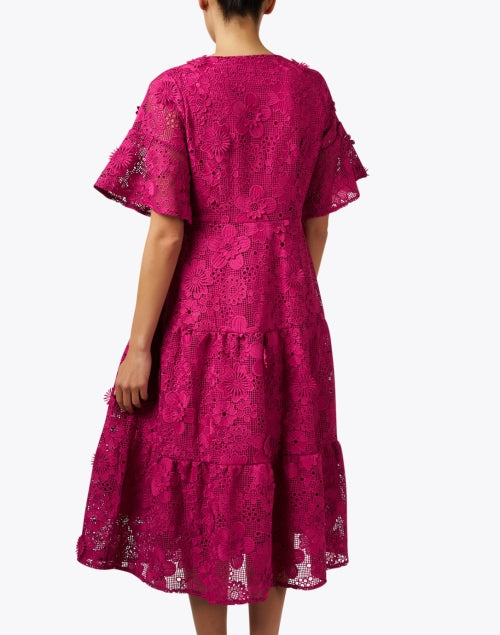 Ellery Fuchsia Women's Lace Midi Dress for Elegant Events