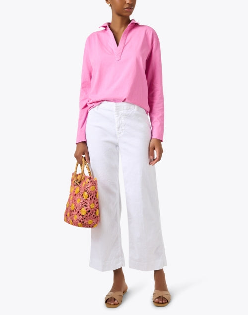 Patrick Vibrant Pink Lemonade Popover Henley Casual Top