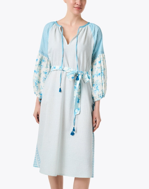 Stunning Avah Blue Multi - Patterned Cotton Dress