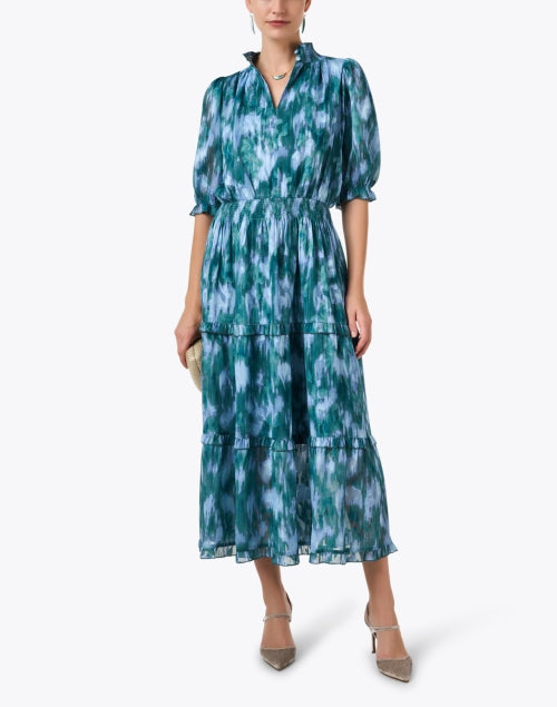 Bennett Chiffon Dress with Multi - Ikat Pattern and Stylish Details