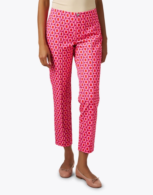 Stylish Anna Pink Printed Stretch Pant for On - the - Go Women