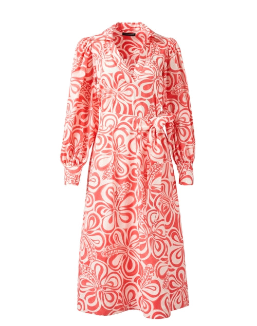 Stylish Coral Floral Print Dress by Tara Jarmon in Premium Cotton