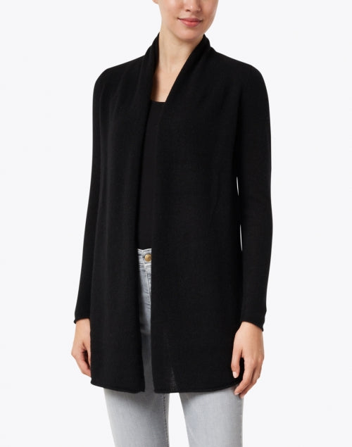 Classic Black Luxury Cashmere Trapeze-Style Essential Cardigan
