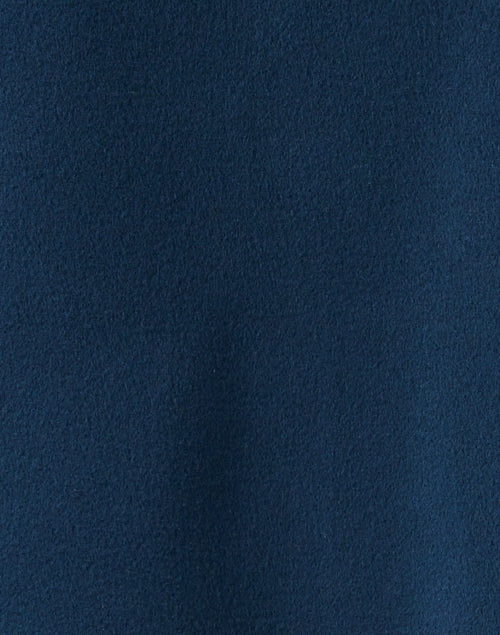 Navy Blue Women's Puffer Collar Woolen Winter Coat