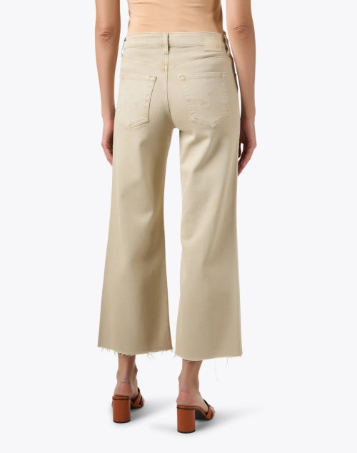 Saige Beige Wide-Leg Ankle-Cropped Denim Jeans