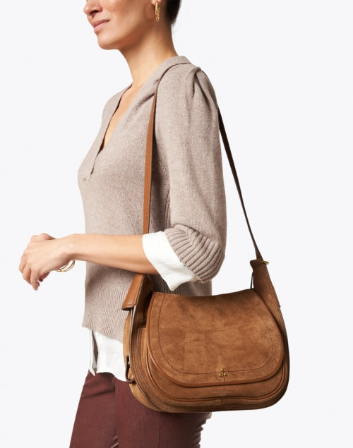 Stylish Philippe Brown Suede Shoulder Handbag