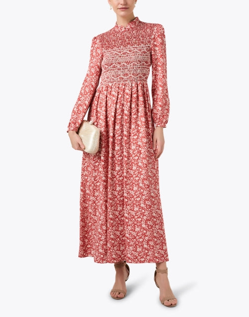 Lea Red Floral Women's Casual Dress for Daytime Wear