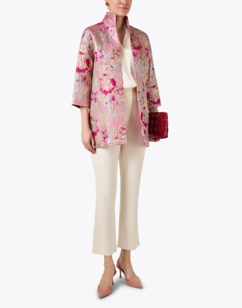 Stunning Rita Pink Multi - Pattern Jacquard Elegant Jacket