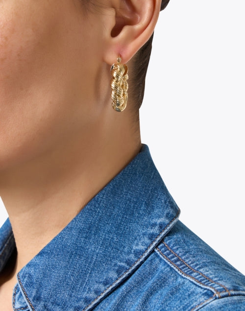 Atticus Gold Twisted Style Hoop Earrings for Everyday Wear
