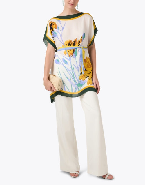 Pamela Women's Floral Patterned Pure Silk Tunic Style Top