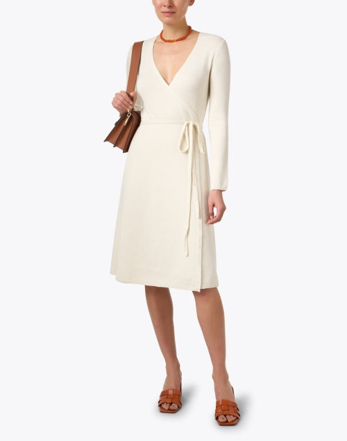 Elegant Ivory Linen-Cotton Blend Wrap Dress by Joseph