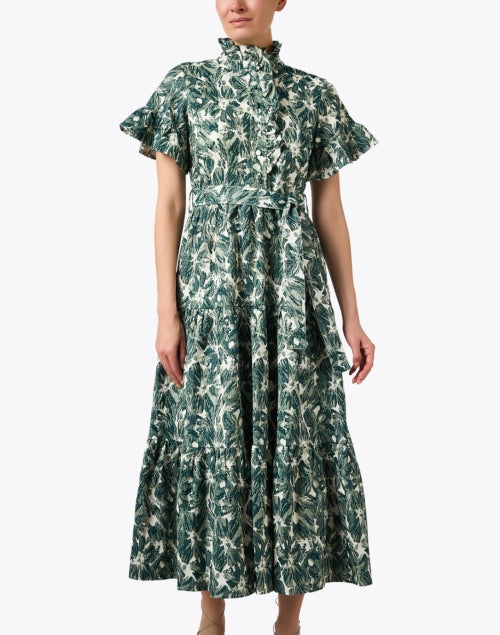 Stylish Sadie Green Floral Jacquard Dress for Special Occasions