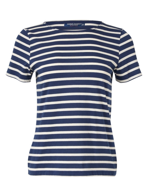 Etrille Stylish Navy and Cream Striped Cotton Casual Top