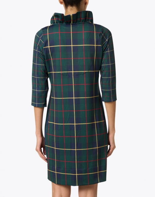 Stylish Green Checkered Ruffle Neck Women's Dress for Fashionable Outfits