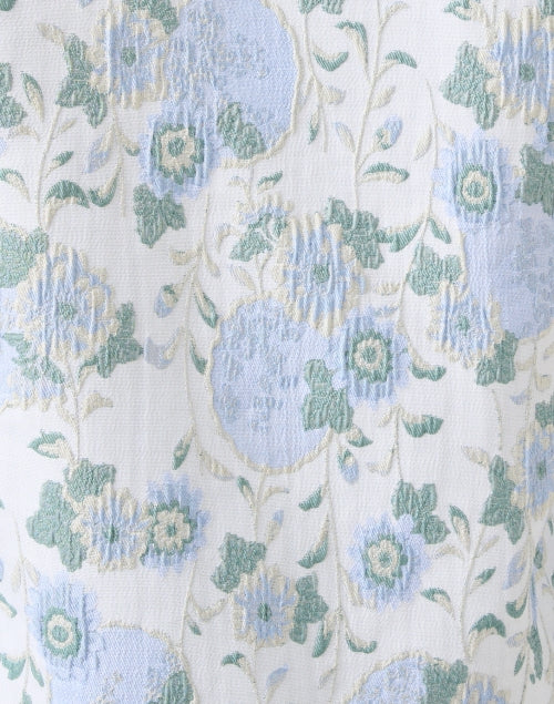 Stylish Iris Blue Floral Embroidered Tie - Neck Jacket