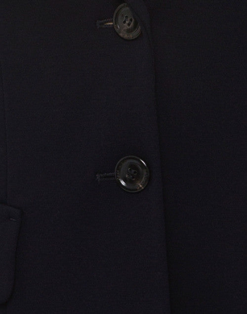 Stylish Navy Lightweight Stretch Jersey Knit Single-Breasted Blazer