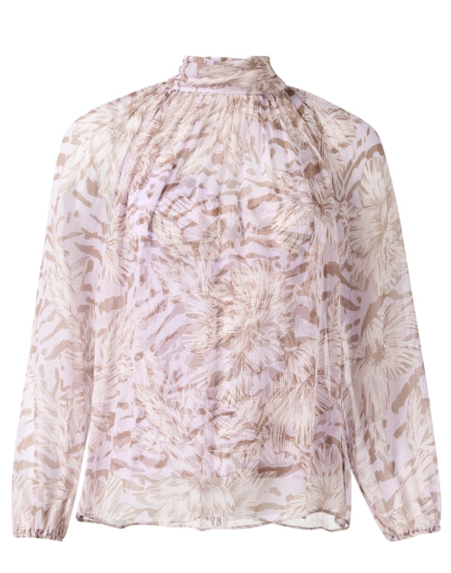 Teagan Ladies' Lilac-Printed Silk Chiffon Fashion Blouse