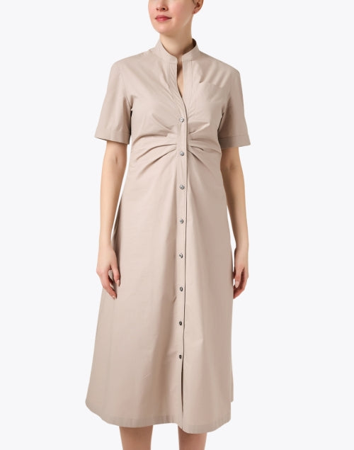 Elegant Beige Cotton Shirt-style Dress by Callas Milano