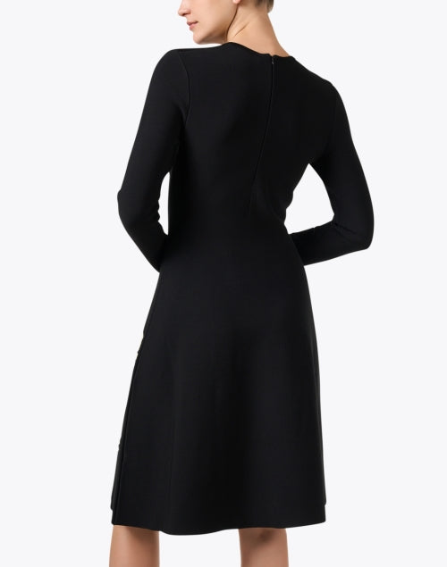 Stylish Black Jacquard Women's Dress with Ivory Rose Print