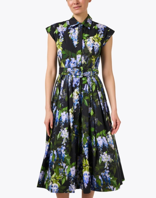 Stylish Octavia Women's Black Floral Patterned Cotton Shirt-style Dress