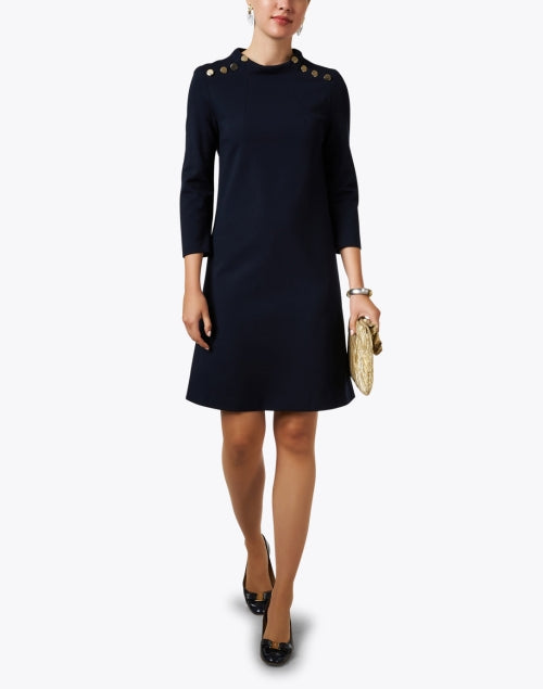 Stylish Navy Phoenix Jersey Tunic Dress with Button Details