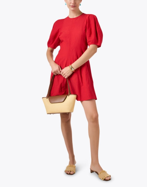 Stylish Bettina Red Crinkled Cotton-Blend A-Line Dress