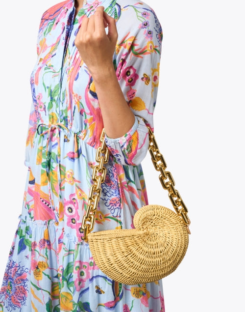 Stylish Anna Hard Rattan Conch Shell Shoulder Bag for Beach Getaways