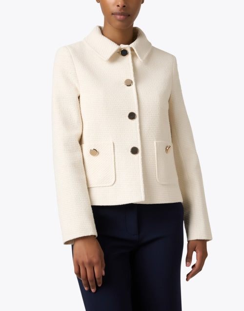Helene Berman Ivory Short Gold-Buttoned Greta Jacket