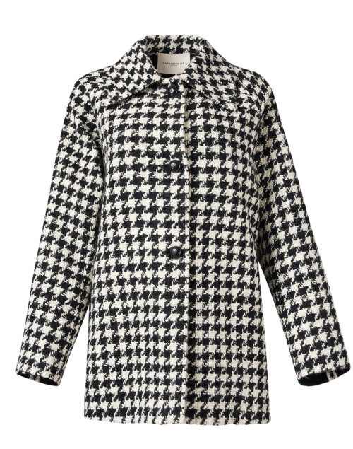Stylish Oversized Black and White Twisted Houndstooth Multi Coat