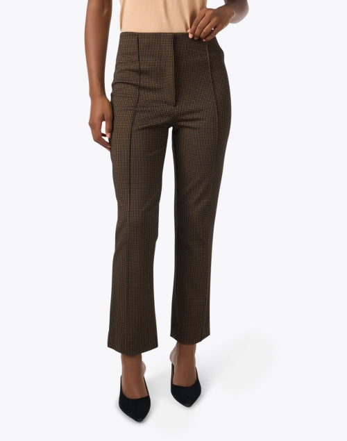 Veronica Beard Kean Ankle-Length Brown and Black Checked High-Rise Pants