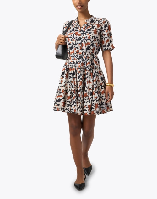 Apiece Apart's Fashionable Las Alturas Navy and Orange Printed Women's Dress