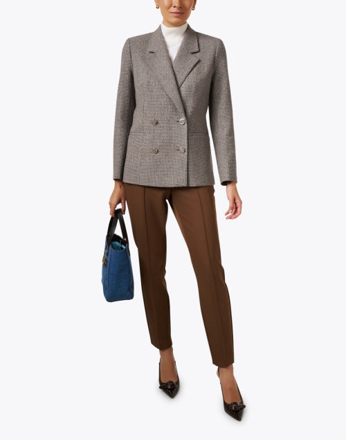 Stylish Dark Brown Stretch Pintuck Slim-Fit Gramercy Pants