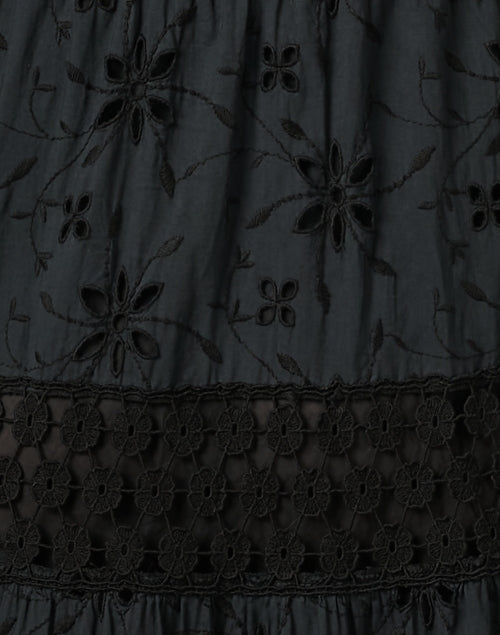 Stylish Black Cotton Eyelet Embroidered Women's Dress