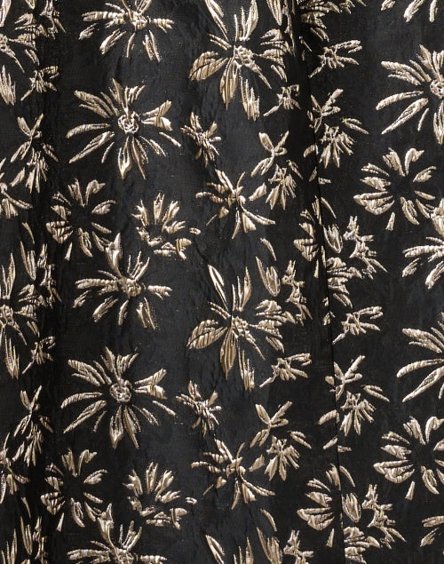 Elegant Shoshanna Serra Black and Gold Floral Women's Evening Dress