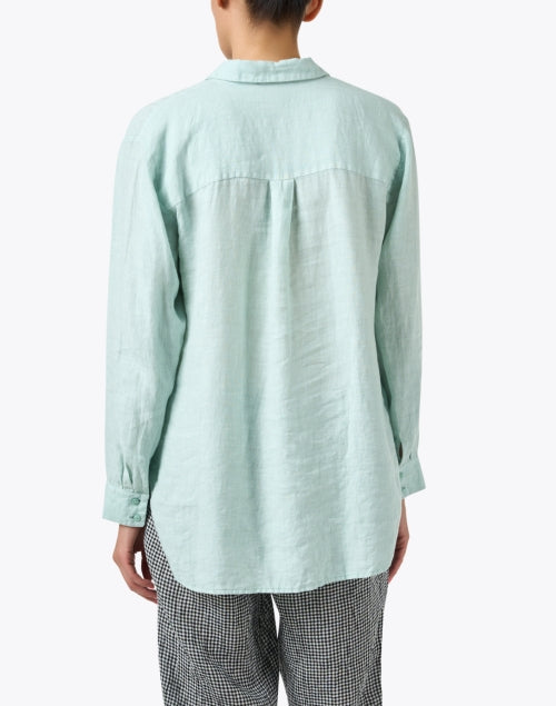 Chic Mint Green Linen Classic Shirt for New Season