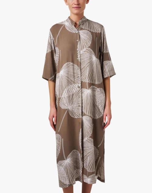 Morning Break Palm Print Women's Casual Shirt Dress