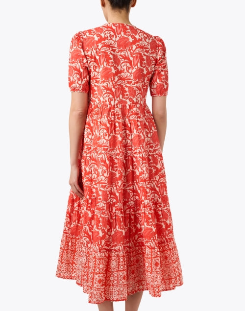 Stylish Ro's Garden Daphne Red Printed Cotton Maxi Dress for Weekend