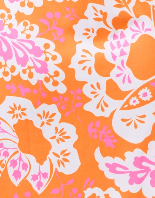 Stylish Orange and Pink Floral Printed Jersey Tunic Dress